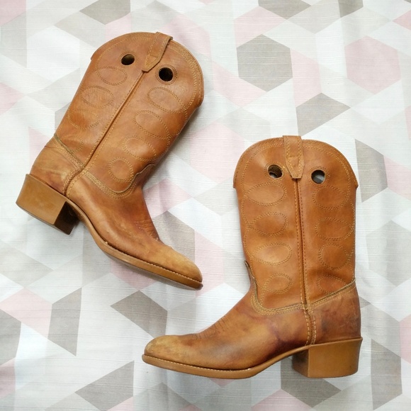 ACME Shoes - Acme Cowboy Western Boots Tan Leather Size 7